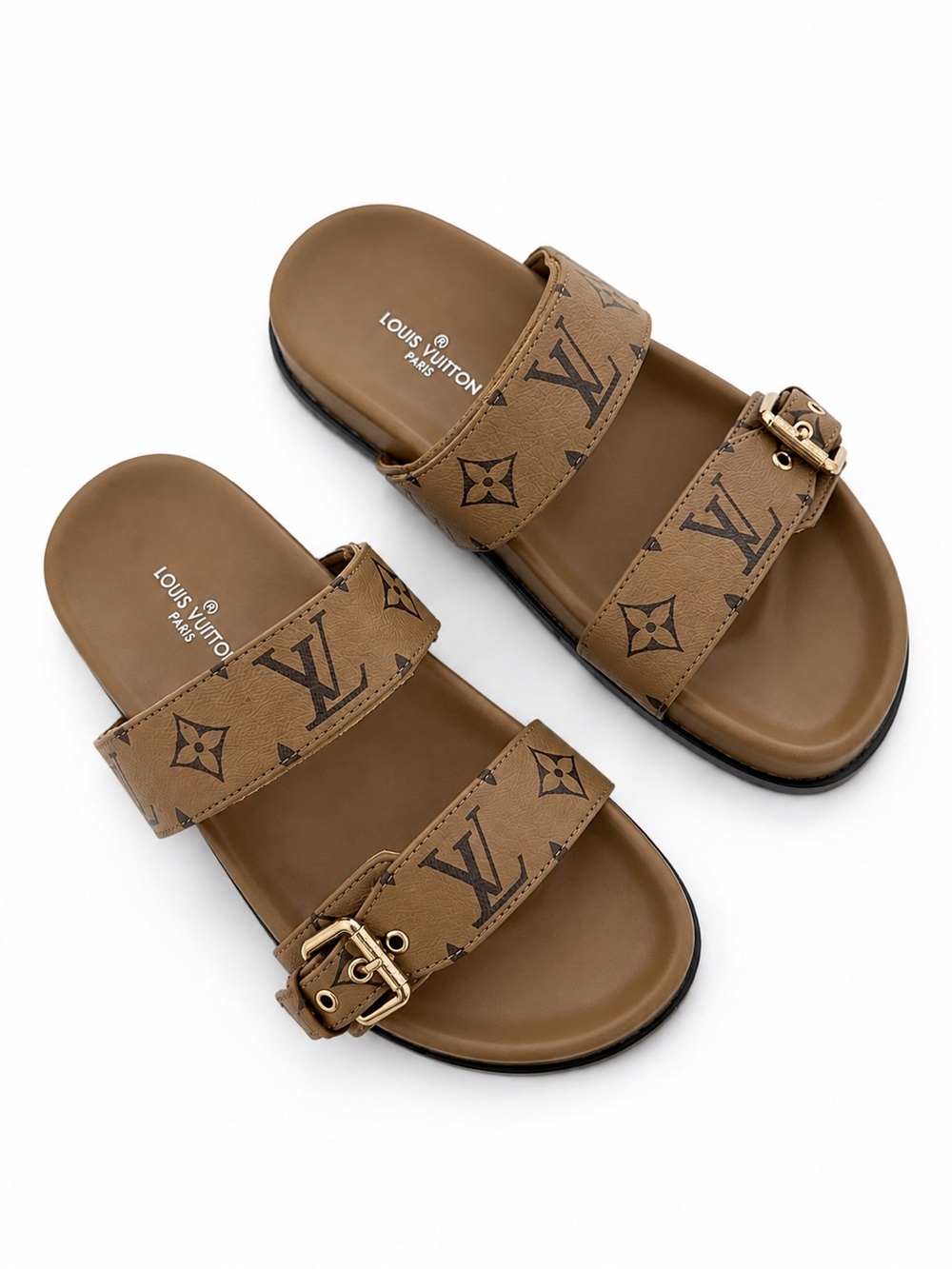 Brown LV  double strap sandals